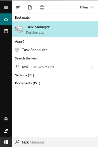 Search for Task Manager in Windows Search