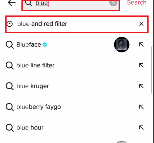 Search for the Blue and Red filter and tap on the result