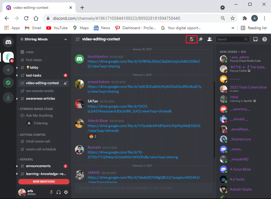 See a redline crossing over the bell icon | How to Disable Discord Notifications