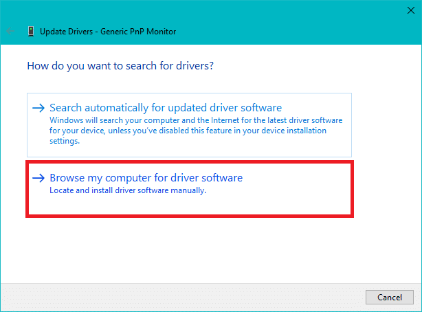 Select Browse my computer for driver software to update device drivers