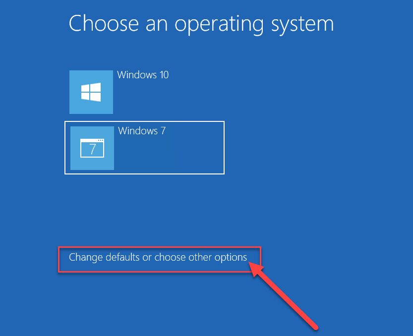 Select Change defaults or choose other options from the bottom of the screen