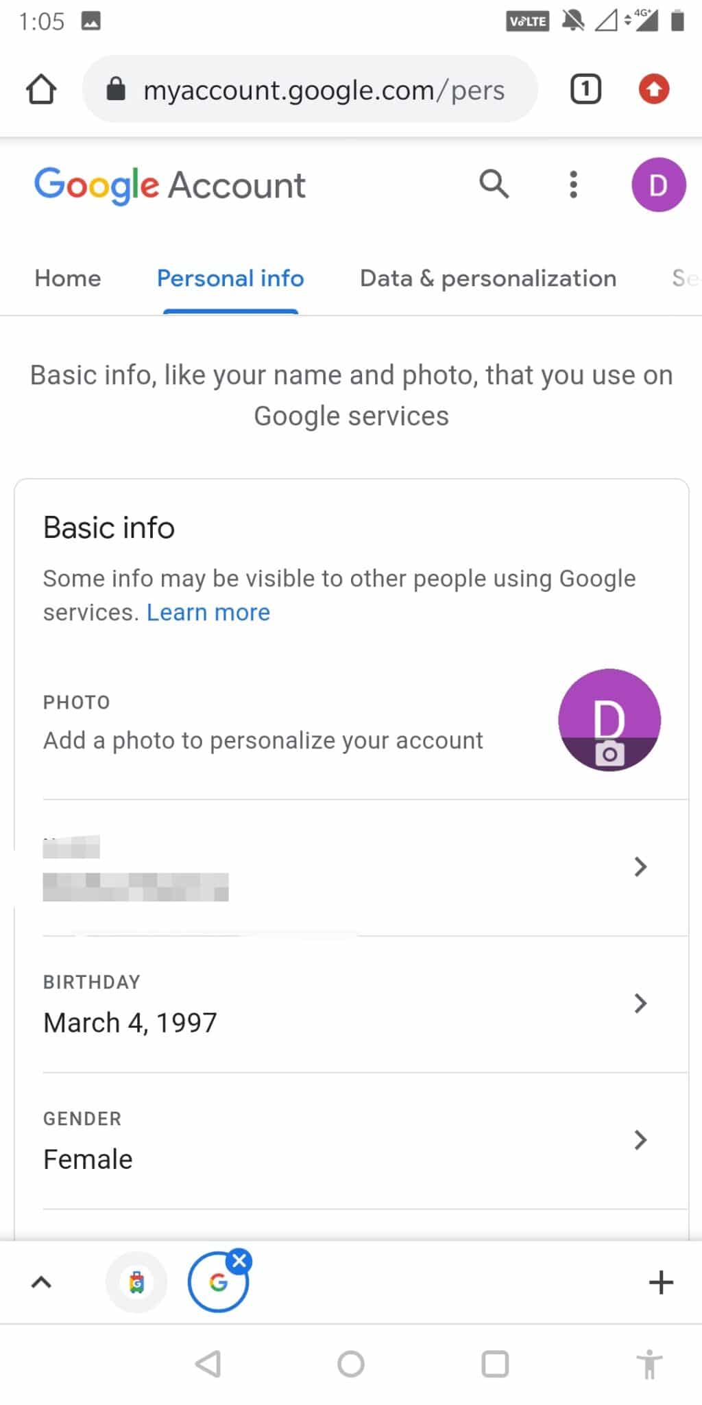 Select Personal Info and tap on your name to edit it | How to Change Your Name on Google Meet