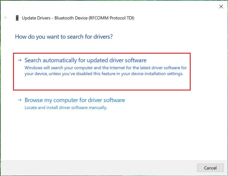 Select Search automatically for updated driver software