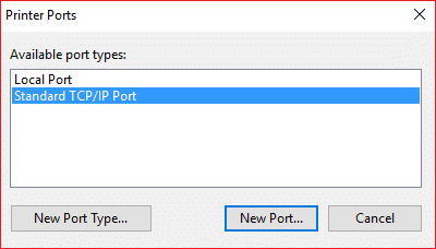Select Standard TCPIP Port then click New Port button