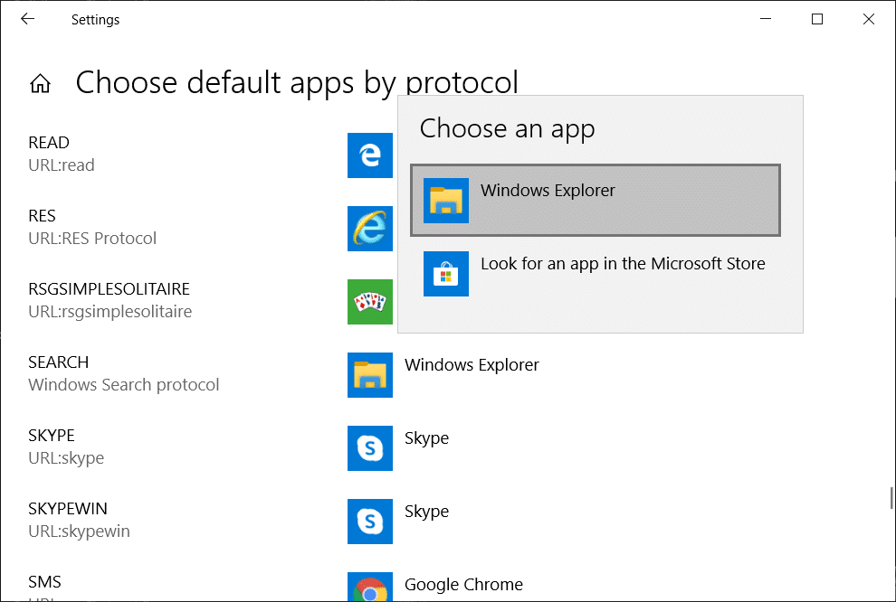 Select Windows Explorer under Choose an app