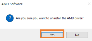 Select Yes to proceed with the uninstalling process.