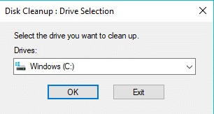 Select drive you want to clean and click OK