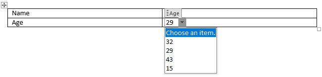 Select from the Drop Down List in your fillable form