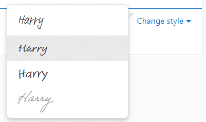 Select the style in which you want your signature to appear