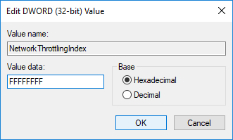 Select the Base as Hexadecimal then in the value data field type FFFFFFFF