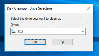 Select the C drive and Press the OK