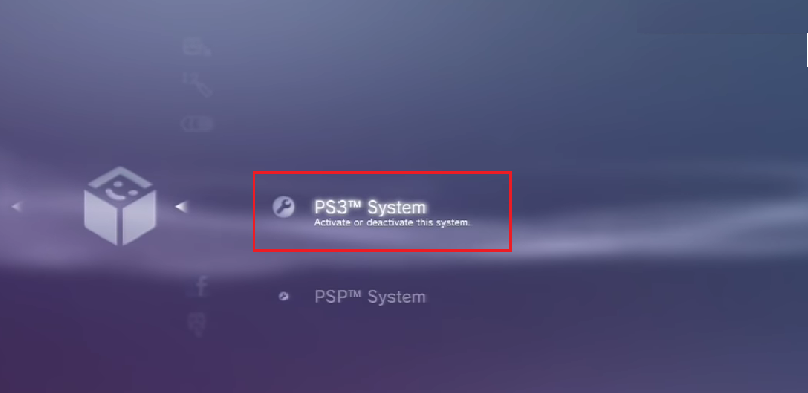 Select the PS3 System option