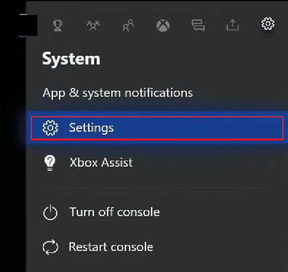 Select the Settings tab - Settings option | reconnect to Xbox Live