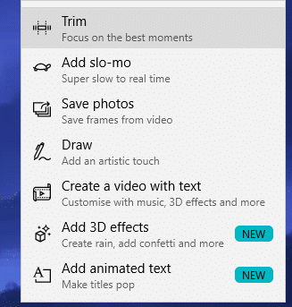 Select the Trim option from the drop-down menu that appears