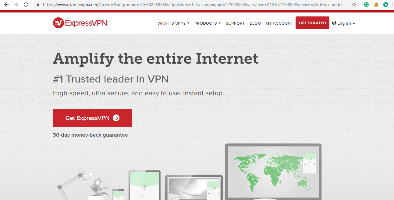 Select the VPN software and download it by clicking on getting ExpressVPN