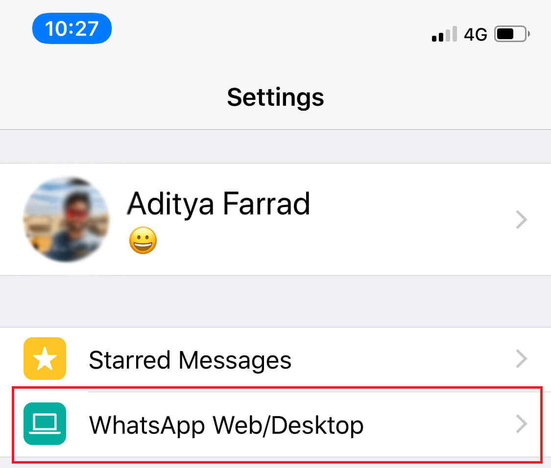 Select the WhatsApp Web option