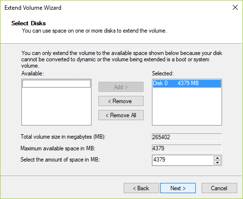 Выберите объем пространства в МБ, который вы хотите использовать из нераспределенного раздела, чтобы расширить раздел диска C | Как расширить раздел системного диска (C:) в Windows 10
