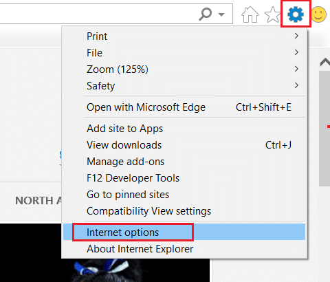 Select the cog icon and the choose Internet Options in Internet Explorer. Internet Explorer not detected as a browser by S MIME
