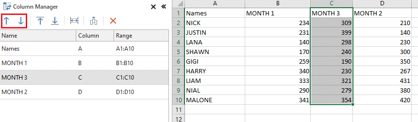Select the column on your Excel sheet that you want to move | swap columns or rows in Excel