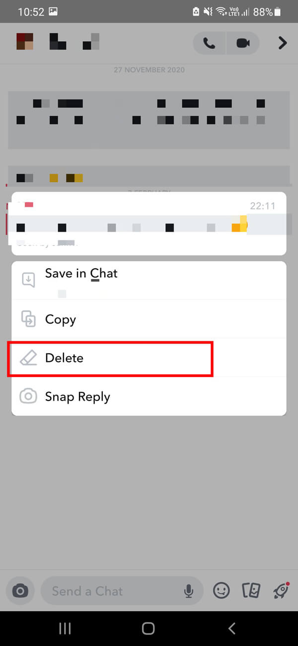 Select the conversation from which you wish to delete a message then long press on the message and select the Delete option.