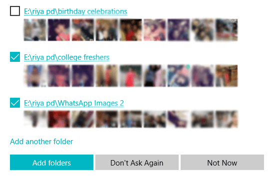Select the folder or folders which you want to add to your Photos app