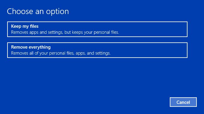 Select the option to Keep my files and click Next | Fix Corrupted Registry in Windows 10