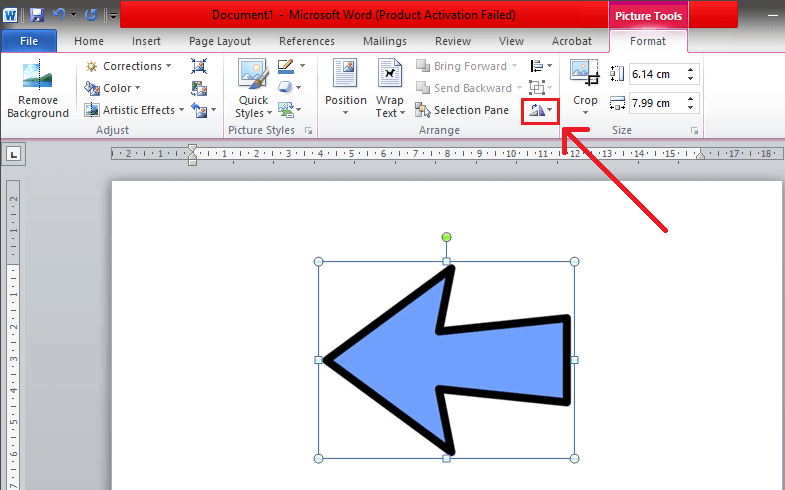 Select the ‘Rotate and Flip’ symbol found under the ‘Arrange’ section