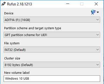 Select your USB device then select GPT partition scheme for UEFI
