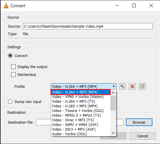 Select your desired output profile. | How To Remove Audio From Video In Windows 10?
