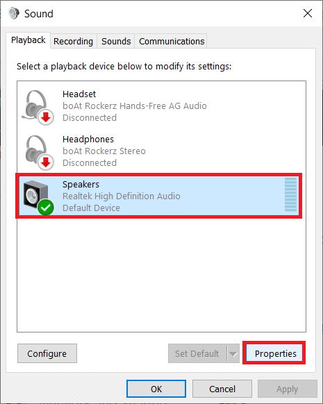 Select your primary (default) playback device and click on the Properties
