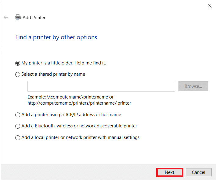 Select ‘My printer is a little older and click on Next