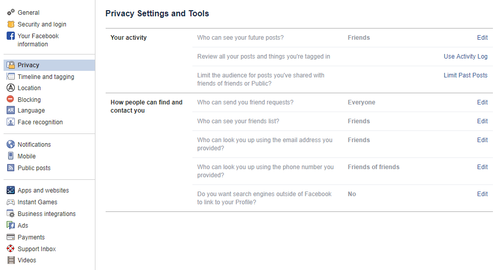 Select ‘Privacy’ from the left pane to access advanced privacy options