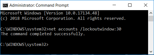 Set Account lockout duration using Command Prompt