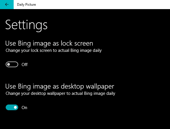 Set Bing Image as lock screen or as desktop wallpaper