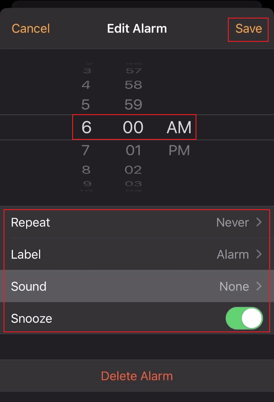 Set the Alarm time with AM or PM - Set Repeat - Label - Sound - Snooze - Save | change the alarm clock sound on my iPhone