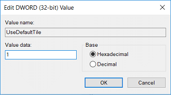 Set the value of UseDefaultTitle to 1 then click OK