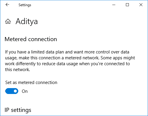 Set your WiFi as Metered Connection