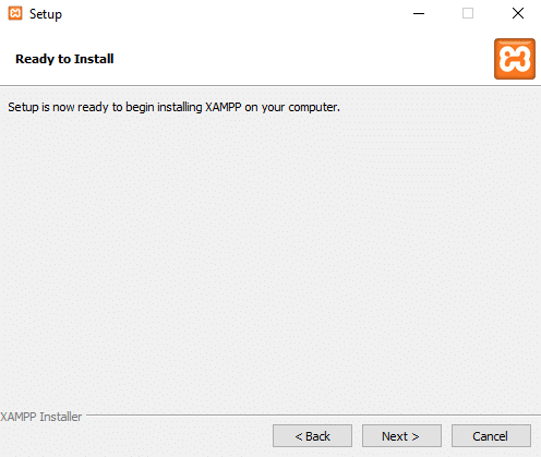 Setup is now ready to begin installing XAMPP. Again click on Next button