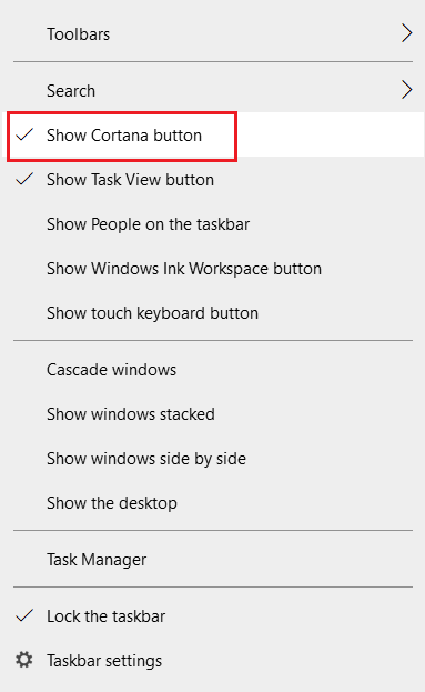Show Cortana button