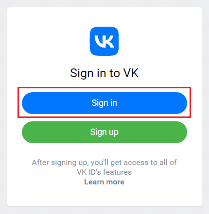 Sign in to VKontakte site