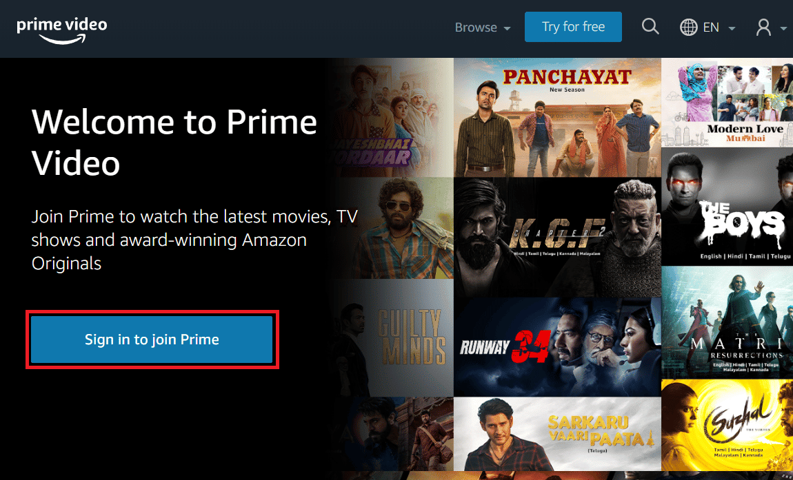 Sign in to your account from the Prime Video website
