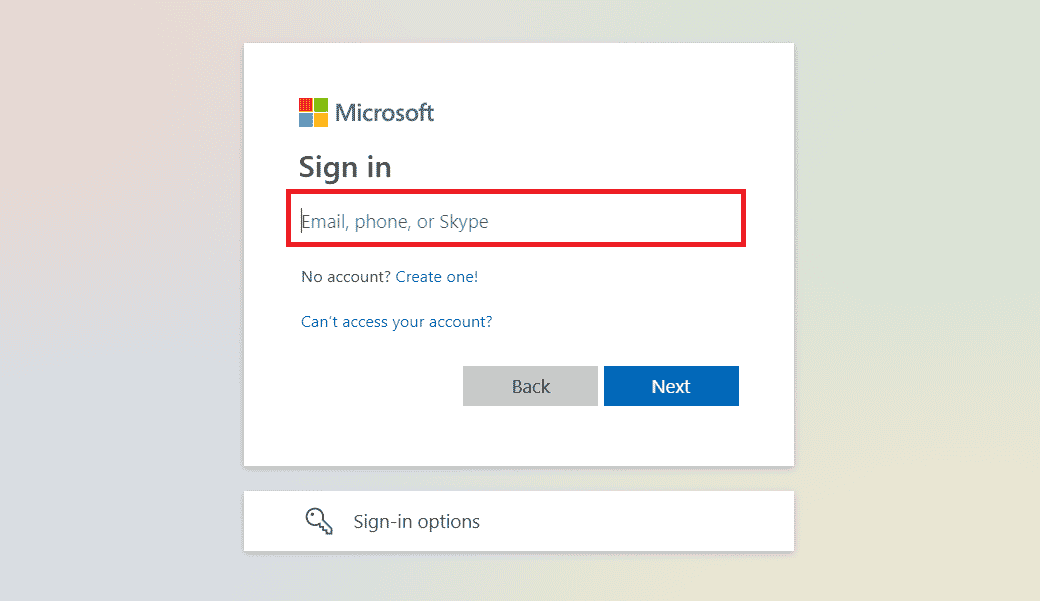 Sign in with your Email, phone, or Skype with the correct Password