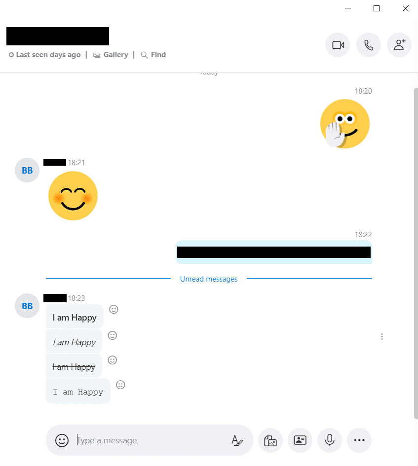 Skype Chat Text Effects