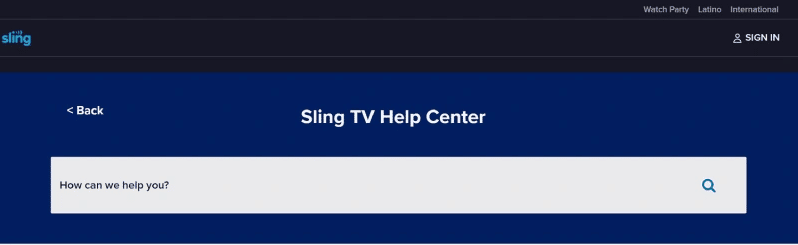 Sling TV Help Center page | How to Delete Sling Account