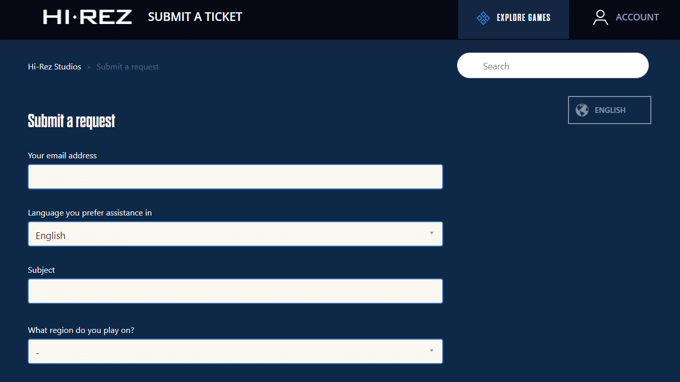 Smite Support and submit a ticket