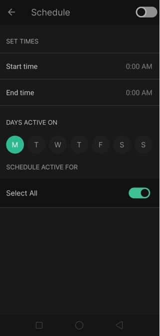 Some settings on this page include Start time and End time