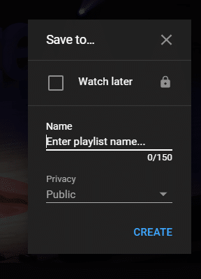 Specify a name for your playlist. And then adjust the privacy setting of your playlist