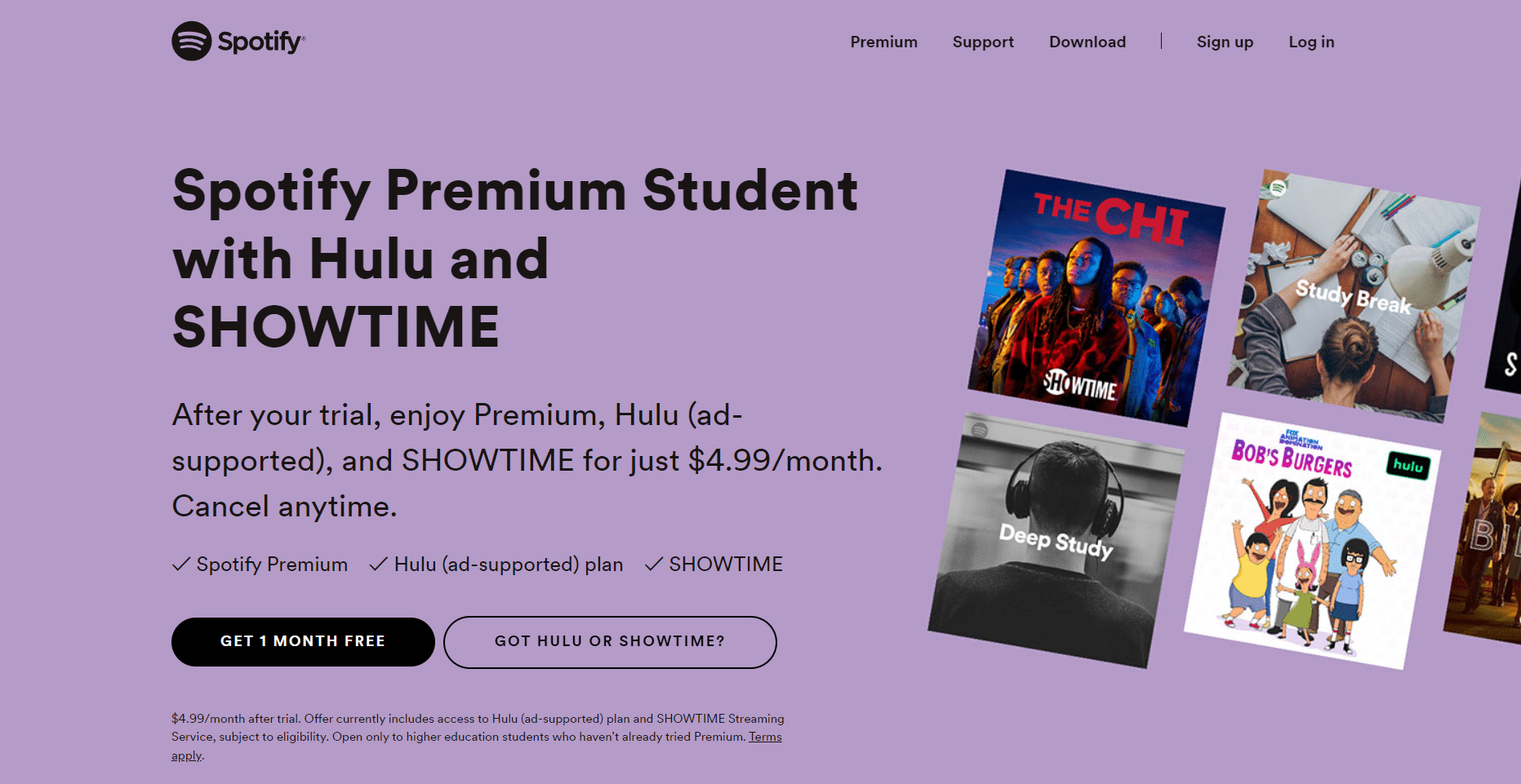 Spotify Premium Student plan