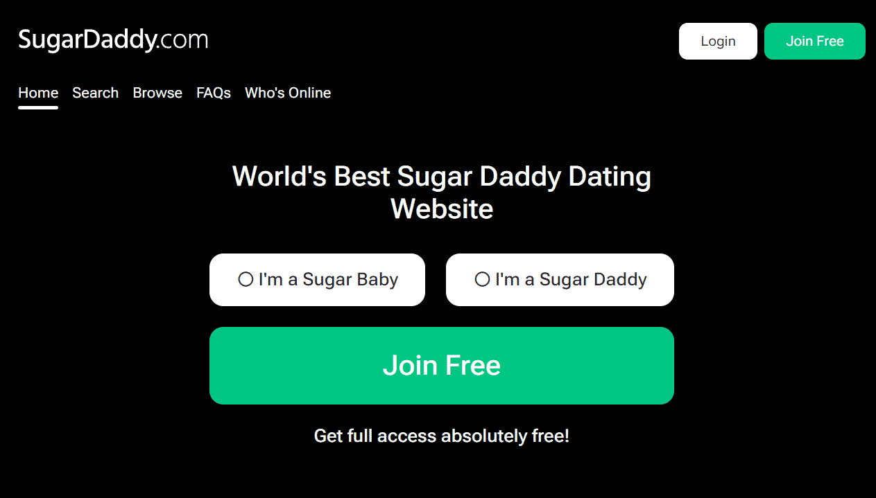 SugarDaddy website homepage