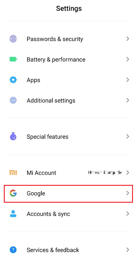 Swipe down and tap on Google | How to Switch Email for Parental Control in Google